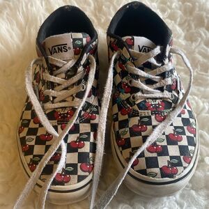 VANs checkered cherry tie sneakers